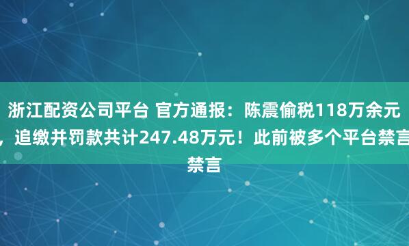 浙江配资公司平台 官方通报：陈震偷税118万余元，追缴并罚款共计247.48万元！此前被多个平台禁言